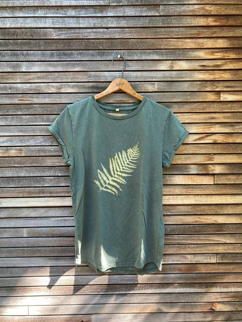 Bio-Baumwolle T-Shirt Mit Farn-Print - Imperfekt Gold Ink | Größe S von nicandthenewfie