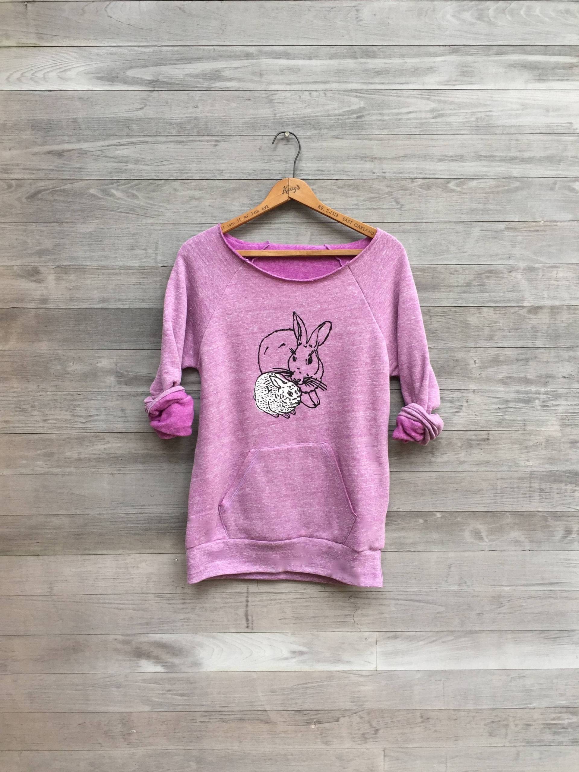 Sweatshirt Hase Aus Bio-Baumwolle Mama & Baby Hase, Pastell Lila Sweatshirt Hase Aus Bio-Baumwolle Mama & Baby Hase, Pastell Lila von nicandthenewfie