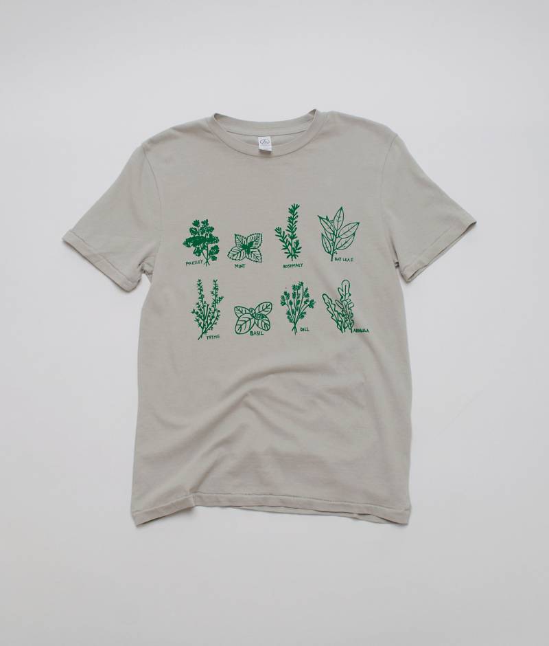 Kräuter-T-Shirt 100% Baumwolle, Kräutergarten-Design Kräuter-T-Shirt 100% Baumwolle, Kräutergarten-Design von nicandthenewfie
