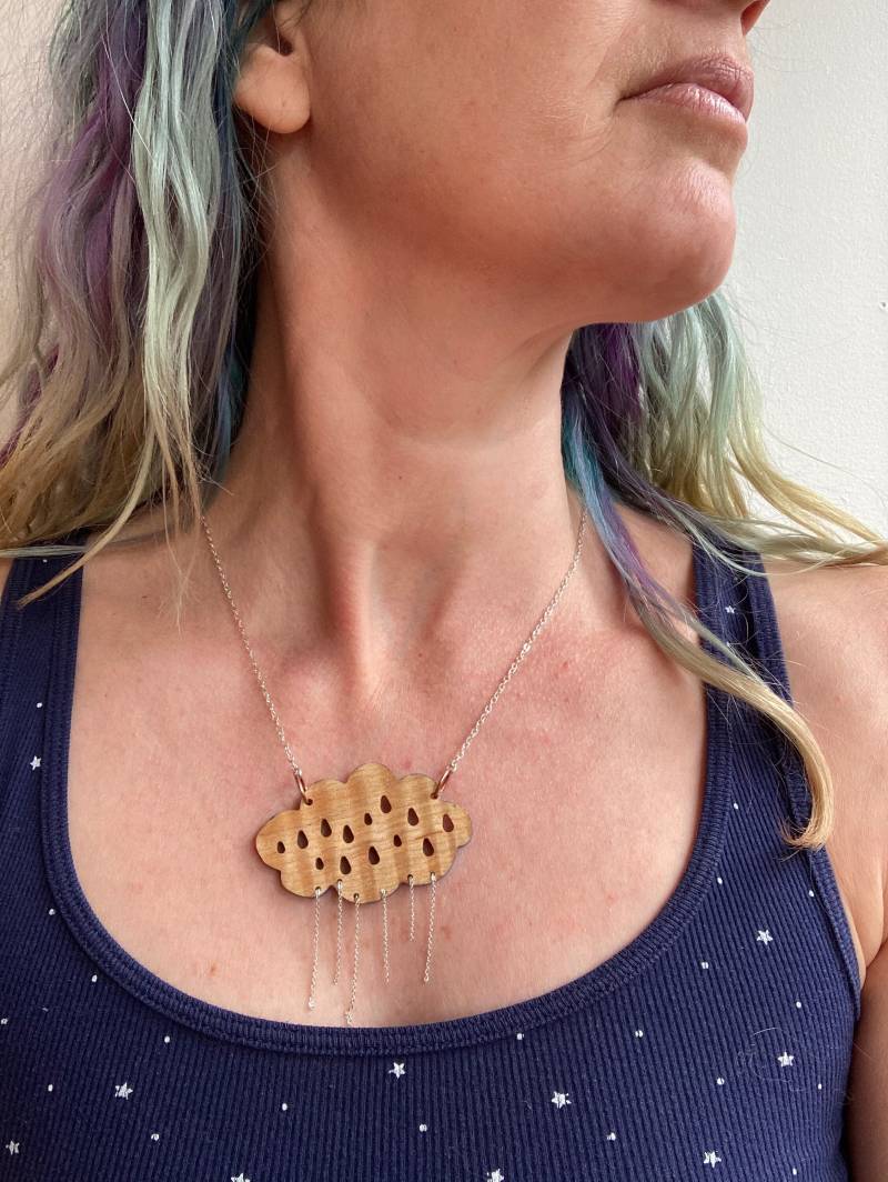 Alte Ahorn-Regen-Wolken-Halskette Sterlingsilber-Kette von nicandthenewfie