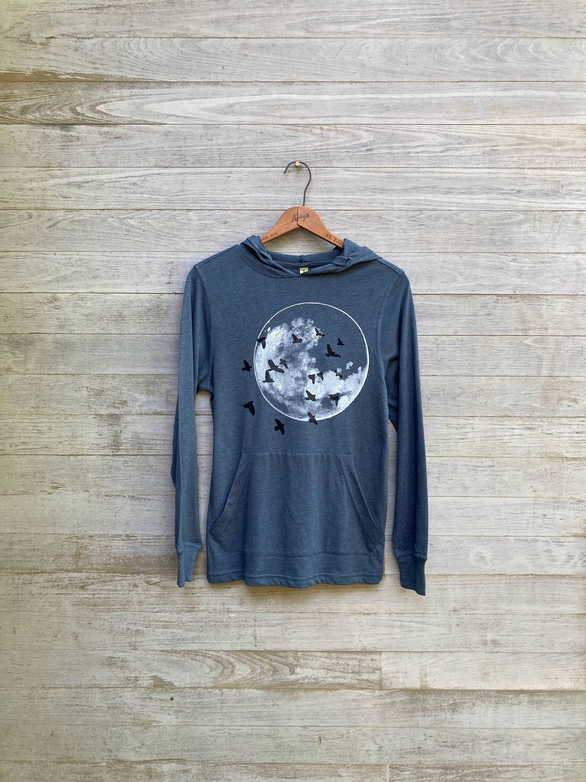 Vollmond Bio-Baumwolle Hoodie Marineblaues Leichtes Top von nicandthenewfie