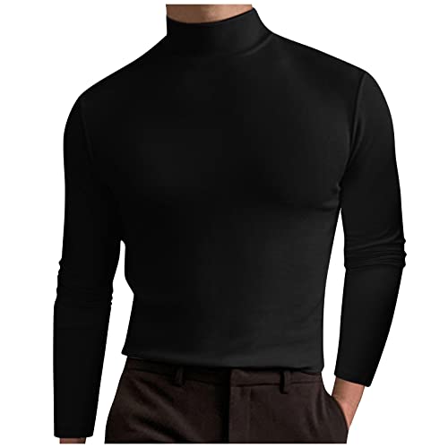 Sweatshirt Herren, Rollkragen Langarmshirts Thermooberteile FüR Herren Unifarben Tshirt Sport UnterwäSche Warm Weich Unterhemd Oberteil Funktionsshirt mit Stehkragen Tshirt Herren Schwarz XL von nice clothes