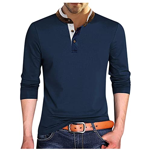 Tshirt Herren, Langarmshirt Herren Henley Shirt Outdoor T Shirt Atmungsaktiv Hemd Herren Golf Tennis Sweatshirt Herren Freizeit Langarmshirt Einfarbig T-Shirt Business T Shirt Herren blau M von nice clothes