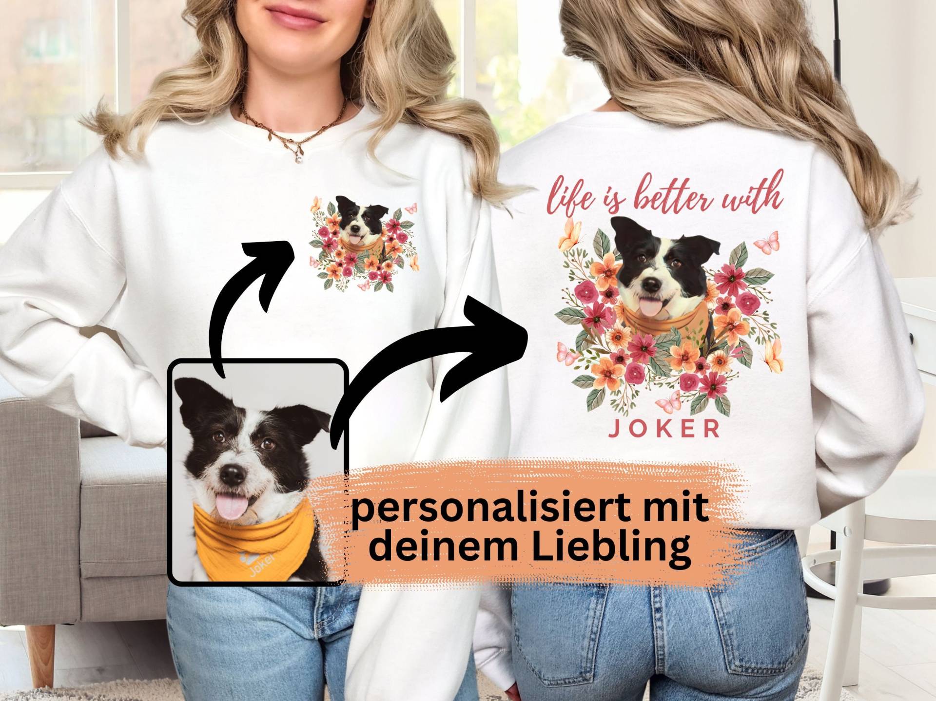 Personalisiertes Hunde Sweatshirt, Personalisiertes Haustier Individuelles Geschenk Für Hundebesitzer von niceprintsbycaro
