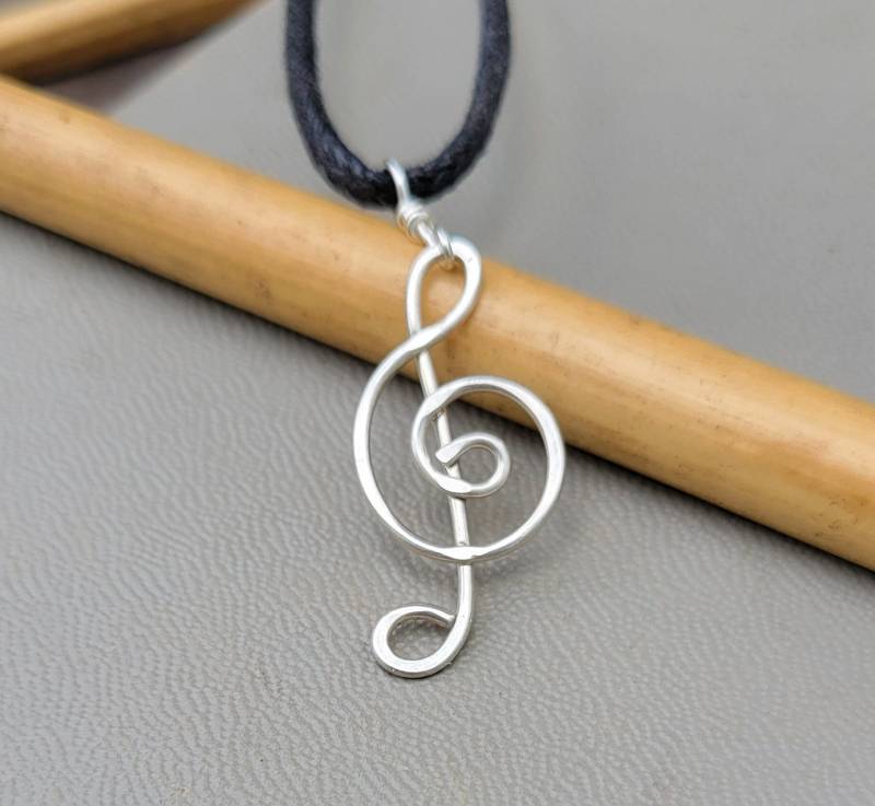 Violinschlüssel Halsketten-Anhänger, Musik Geschenk G-Notenschlüssel Musiker Geschenk, Schmuck, Note Halskette, Sänger Musiklehrer von nicholasandfelice