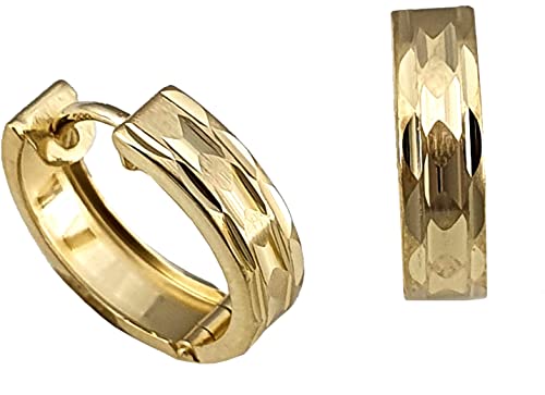 Klappcreolen Creolen Gold 333 diamantiert 15 mm Gelbgold 8 Karat Ohrringe von Nicht Zutreffend