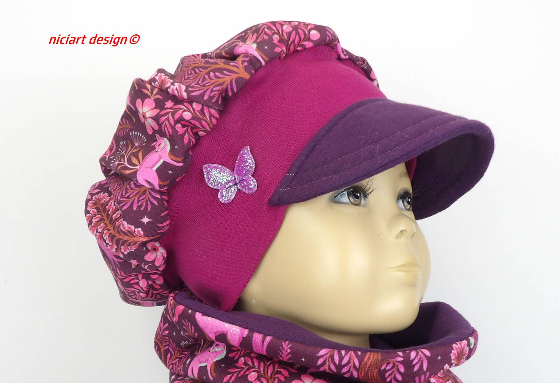 Ballonmütze Ballon Mütze Herbst Winter Wahlw M Loop O Wickelschal Beere Lila Zauberwald Niciart Design von niciartdesign