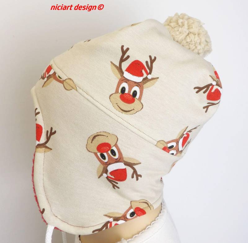 Bommelmütze Ohrenmütze Rentier Hohoho Weihnachtsmütze M Bommel U Bindebändern By Niciart Design von niciartdesign