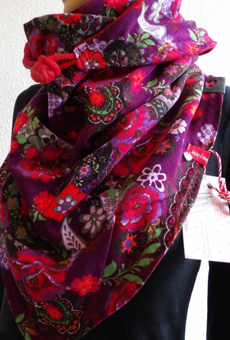 Damenschal Wende Dreiecksschal Dreieckstuch Wickelschal Bw U Strickjacquard Zopfmuster Oilily Reprint Feincord Knebel Niciart Design von niciartdesign