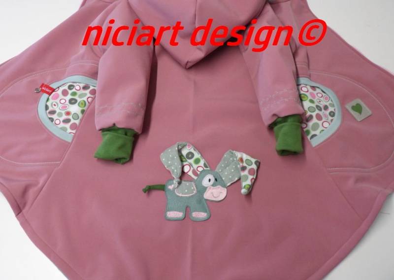 Herbst Winter Softshellmantel Schwalbenmantel Baumwollfleece Gefüttert Softshell Jacke Altpink Mint Eselchen Candy Niciart Design von niciartdesign