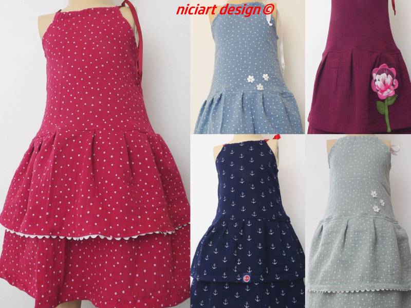 Musselinkleid Sommerkleid Mädchen Volantkleid 100% Baumwolle Musselin Kleid Farbwahl Niciart Design von niciartdesign