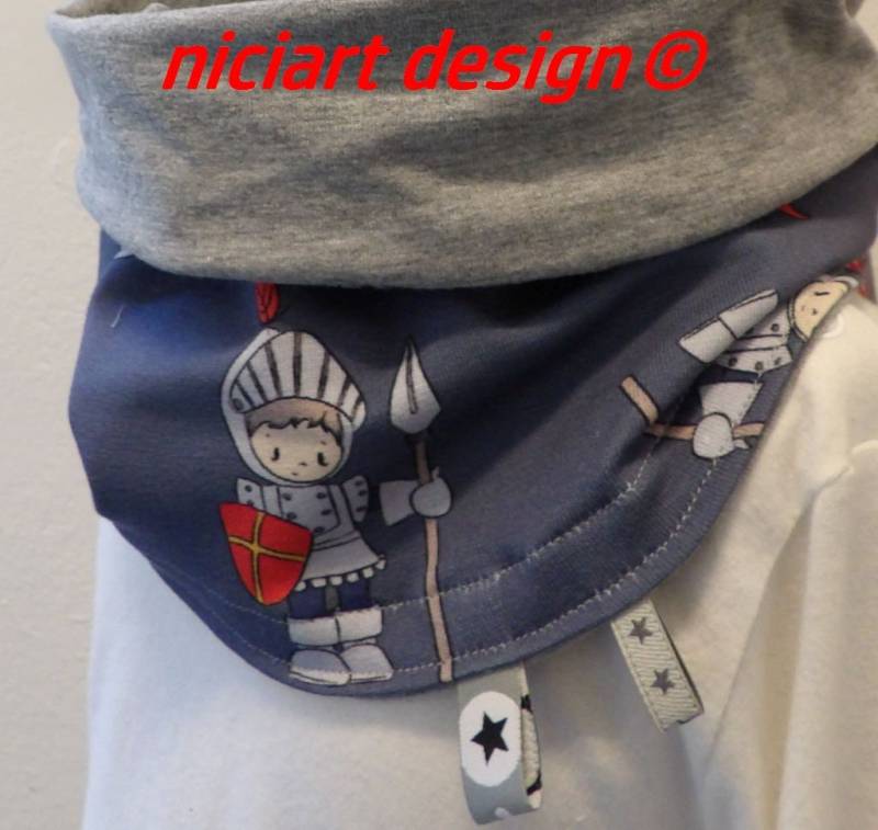 Niciart Designer Kinder Loop Frühjahr Sommer Tube Halstuch Jersey Ritter Neu Grau Blau Rot von niciartdesign