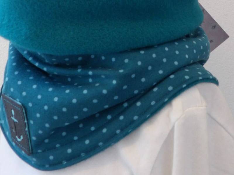 Niciart Designer Kinderloop Jersey & Baumwollfleece Loopschal Schal Scarf Kids Petrol Pünktchen Anker von niciartdesign