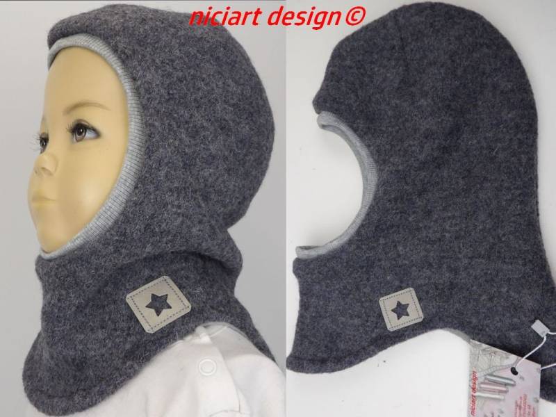 Schlupfmütze Walkmütze Gefüttert Wollwalk Mütze Balaclava Grau Meliert By Niciart Design von niciartdesign
