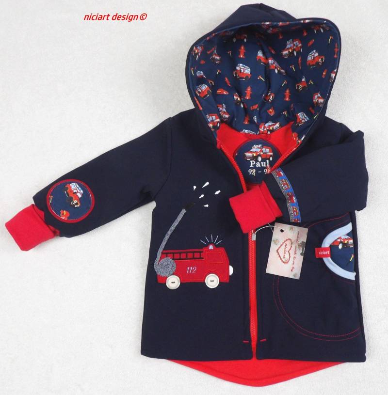 Softshelljacke Gefüttert Wetterjacke Futterauswahl & Namensstick Inkl Baby U Kinder Feuerwehr Jacke Blau Rot Wahlw Hose Niciart Design von niciartdesign