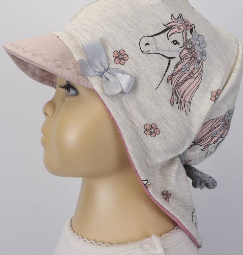 Sommermütze Nackenschutz Nackenmütze Sommerhut Schirmmütze Bw Jersey Mütze Beige Rosa Glitzerpony Loop O. Wickelschal Niciart Design von niciartdesign