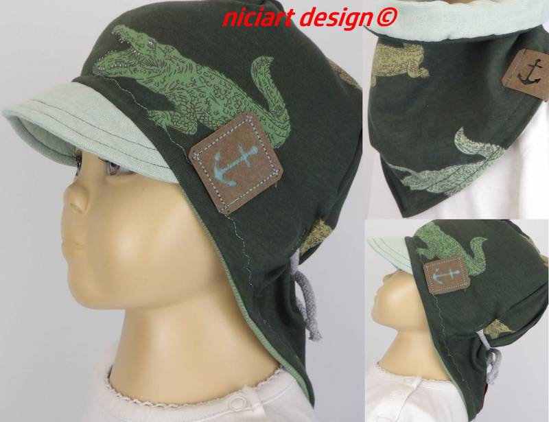 Sommermütze Nackenschutz Sommerhut Schirmmütze Sonnenhut Bw Jersey Mütze Krokodile Grün Oliv Niciart Design von niciartdesign