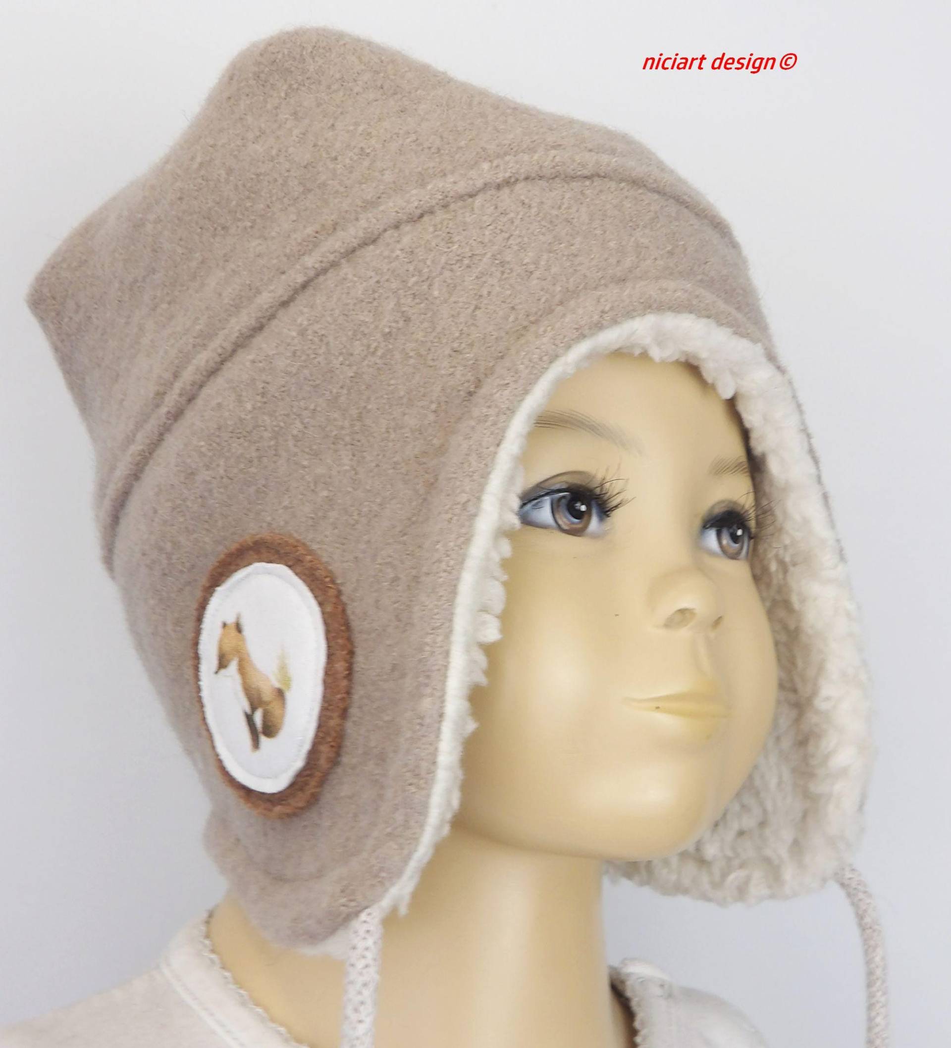 Walkmütze Wollmütze Schurwolle Ohrenmütze Fuchs Wintermütze Baumwollteddy Wahlw Mit Loop Niciart Design von niciartdesign