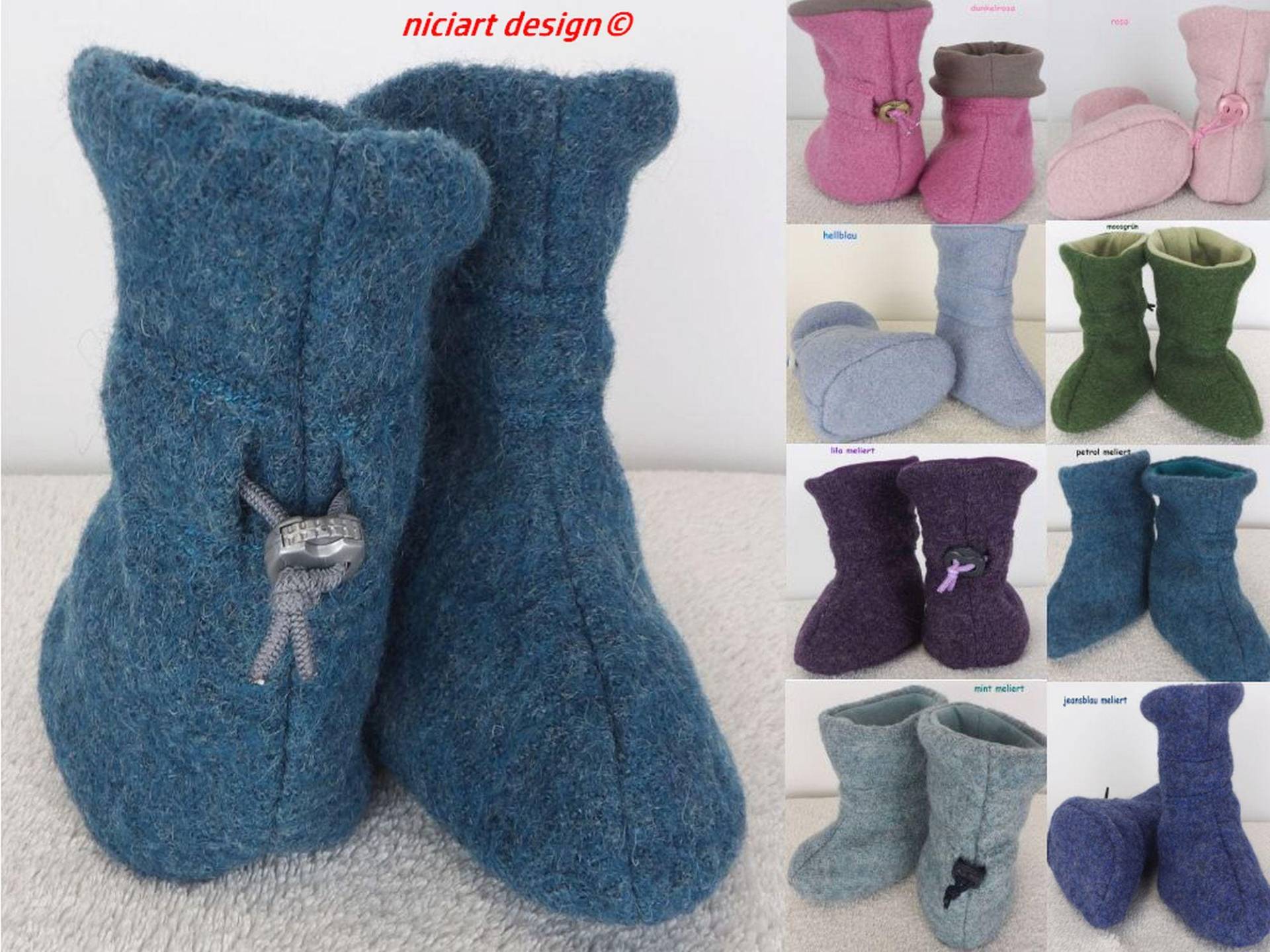 Walkschuhe Farbauswahl Trageschuhe Wollwalk Baby Boots Gefüttert 100% Schurwolle Niciart Design von niciartdesign