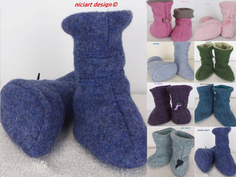 Walkschuhe Farbauswahl Trageschuhe Wollwalk Baby Boots Gefüttert 100% Schurwolle Niciart Design von niciartdesign