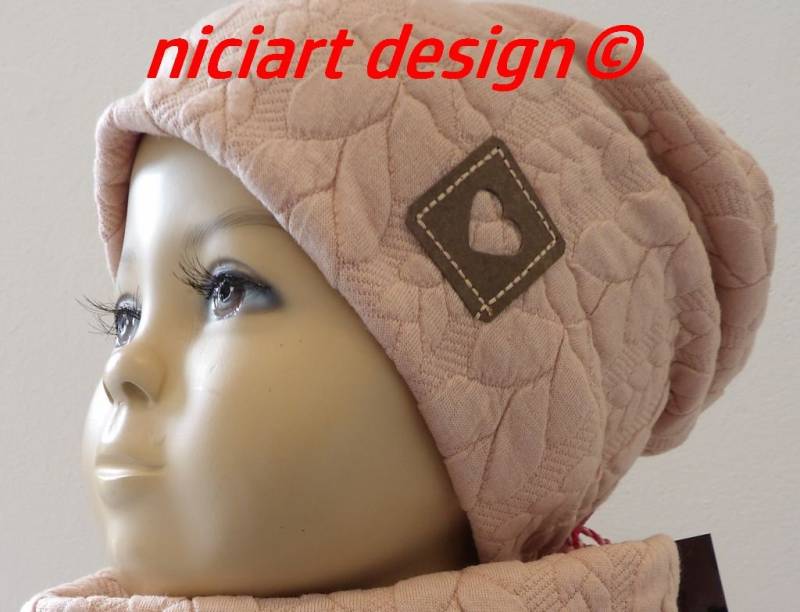 strickmütze Kinder & Damen Mütze Beanie Bw Jacquardstrick Zopfmuster Rose Peach Niciart Design von niciartdesign