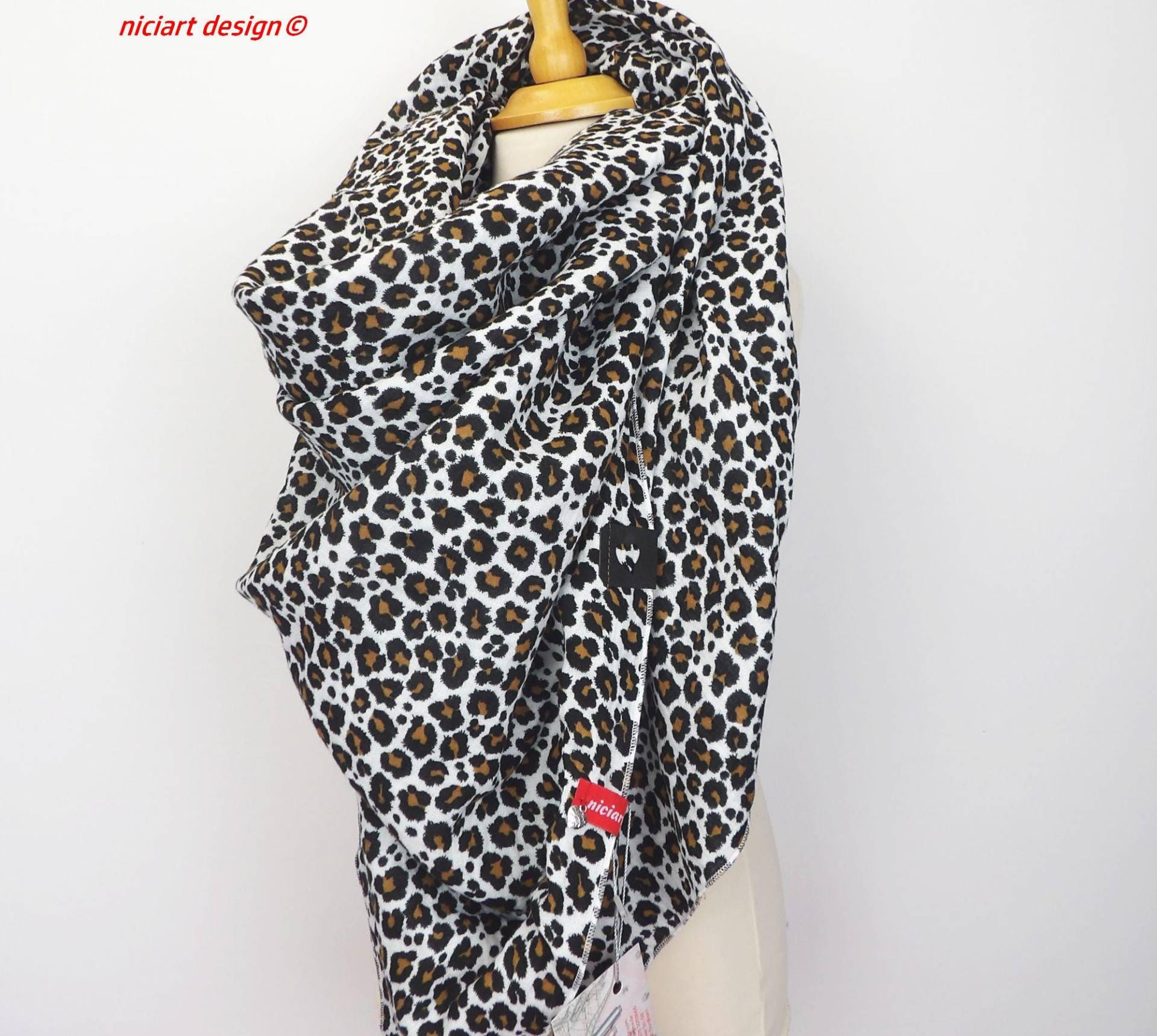 xxl Musselintuch Baumwolltuch Damentuch Damenschal Dreieckstuch Schal Leoprint Leomuster Klein Musselin 100% Baumwolle Niciart Design von niciartdesign