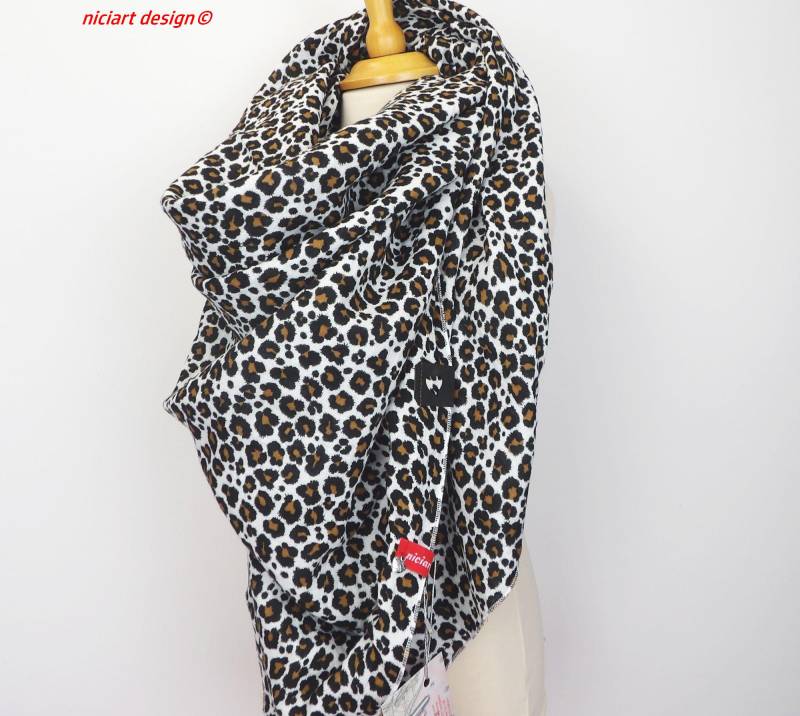 xxl Musselintuch Baumwolltuch Damentuch Damenschal Dreieckstuch Schal Leoprint Leomuster Klein Musselin 100% Baumwolle Niciart Design von niciartdesign