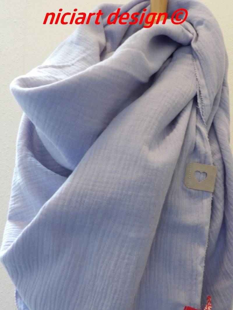 xxl Musselintuch Damentuch Baumwolltuch Damenschal Dreieckstuch Schal Flieder Pastell Helles Lila Uni 100% Baumwolle Niciart Design von niciartdesign