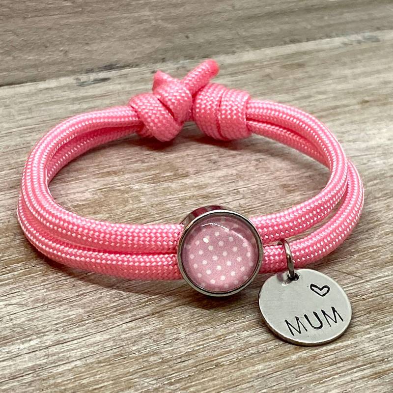 Rosa Armband Aus Segeltau - Handgestempelt Geschenk Für Mädchen von nicisperlenzauber