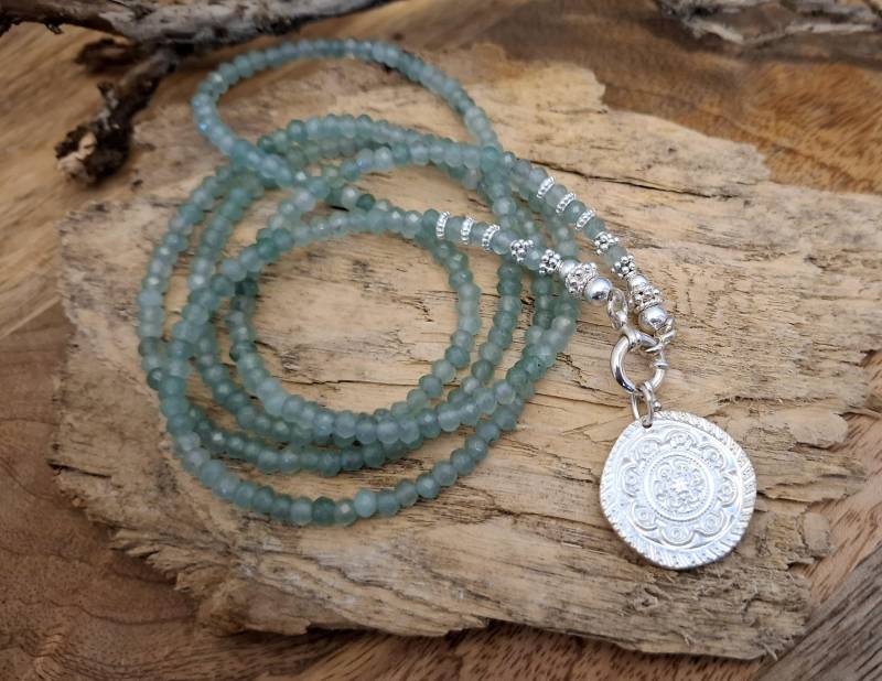 Laura - Edelsteinkette Silber Hellgrün von nicitaModeschmuck