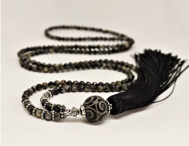 Mala 20 - Labradoritkette Sterling Silber Grau von nicitaModeschmuck