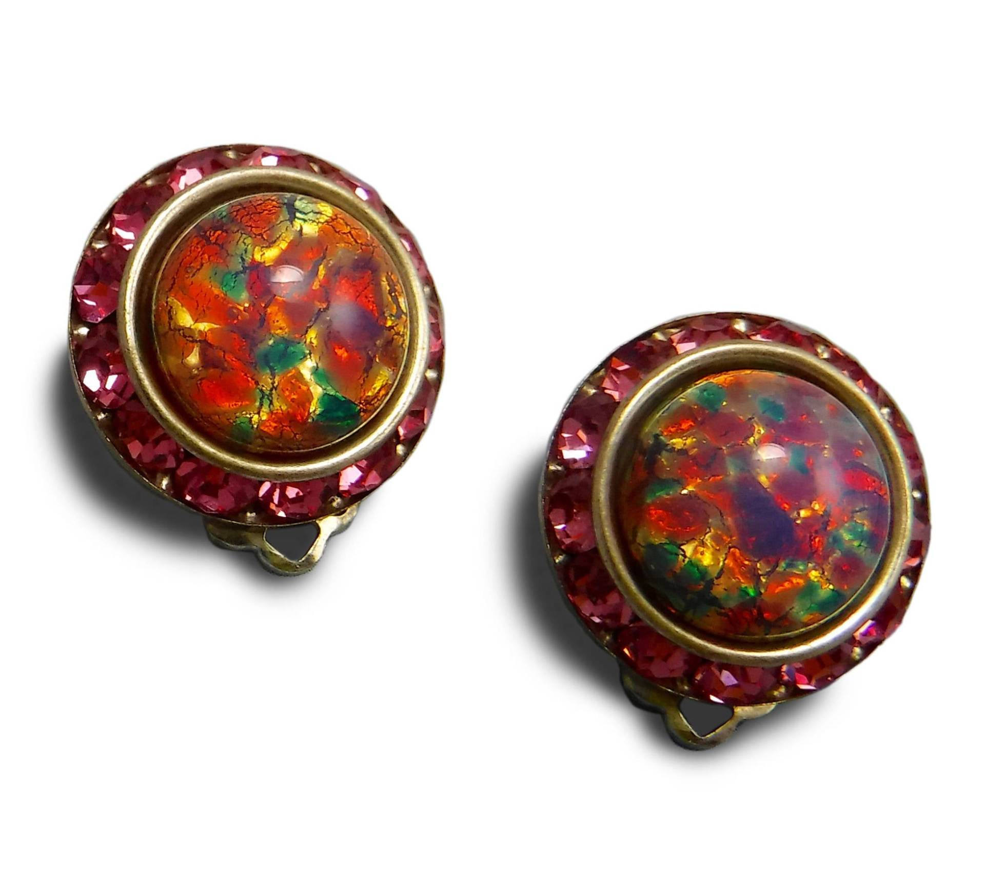 strass Clip Ohrring Rosa Kristall Vintage Swarovski Kristalle von nicojewel