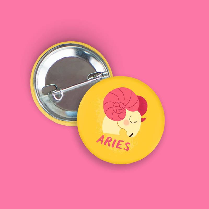 Aries Sternzeichen Pinback Button, 1, 5 "Sternzeichen Button von nicolemariepaperie