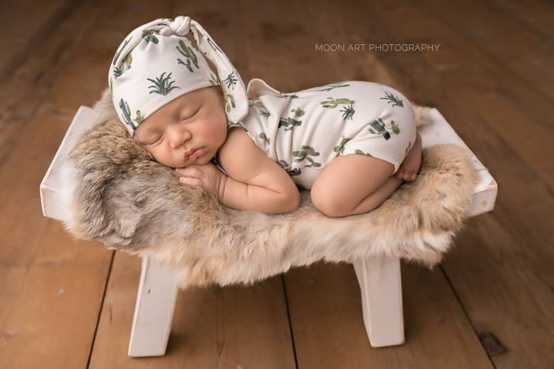 Neugeborene Knoten Mütze Und Strampler Set/Kaktus Requisiten von nicolesbreastfriends