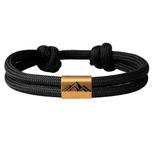 Personalisiertes Segeltau Armband für Damen und Herren, Verstellbares Surferarmband mit Edelstrahl Charm mit Gravur, Freundschaftsarmbänder für Männer und Frauen, Geschenke für ihn (1 Schieber) von Nicovang