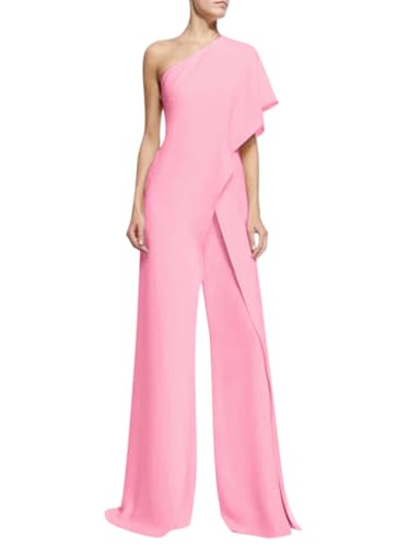 nicticsi Damen Jumpsuit Lang Elegant Festlich Overall Sommer Abendmode Blazer Hosenanzug Business Eeinteiler Anzughose Hochzeit Playsuit Romper High Waist Hose Weites Bein Spielanzug Rosa S von nicticsi