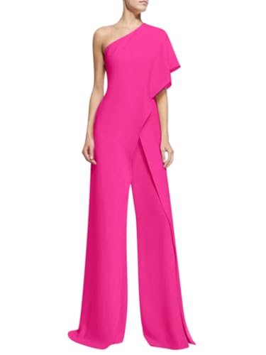 nicticsi Damen Jumpsuit Lang Elegant Festlich Overall Sommer Abendmode Blazer Hosenanzug Business Eeinteiler Anzughose Hochzeit Playsuit Romper High Waist Hose Weites Bein Spielanzug Rosenrot S von nicticsi
