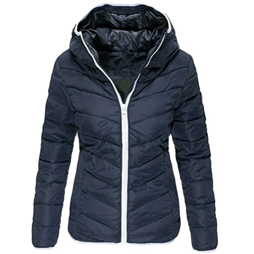 nicticsi Damen Winterjacke Jacke Winter Warm Steppjacke Wintermantel Kunstfell Daunenjacke Leichte Outdoor Puffer Jacket A Dunkelblau L von nicticsi