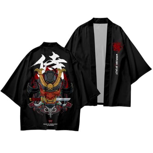 nicticsi Herren Kimono Druck Lose Cardigan Kurzarm Sommer 3/4 Hülse Japanische Kleidung Bademäntel Nachthemd Strandhemd T-Shirt Tops Stil 03 M von nicticsi