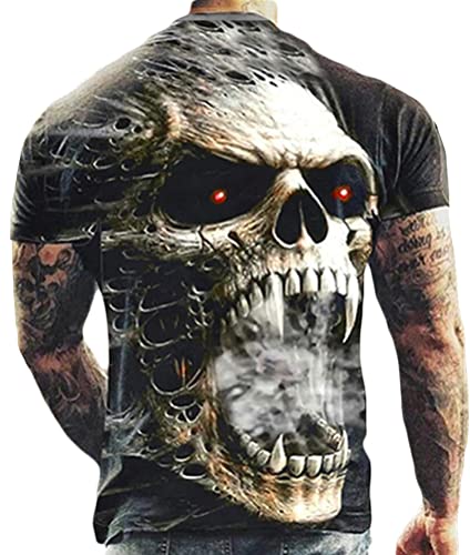 nicticsi Herren Sommer T-Shirt Rundhals 3D Muster Kurzen Ärmels Slim-Fit Shirt Sport Fitness Muscle T-Shirts Fashion Vintage Bedrucktes Freizeithemd Casual Tees Stil3 XL von nicticsi