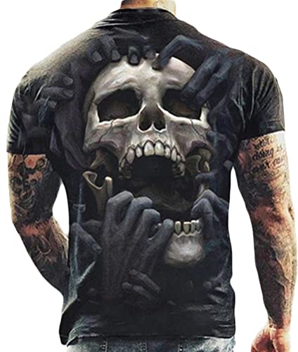 nicticsi Herren Sommer T-Shirt Rundhals 3D Muster Kurzen Ärmels Slim-Fit Shirt Sport Fitness Muscle T-Shirts Fashion Vintage Bedrucktes Freizeithemd Casual Tees Stil5 M von nicticsi