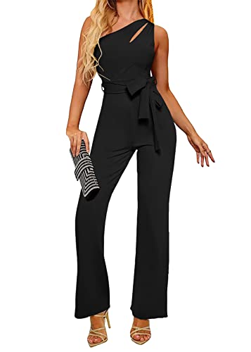 nicticsi Jumpsuit Damen Overall Sommer Elegant Einfarbiger Spitze Schlanker Gürtel Einteiliger Heimoverall Lässigen Lang Jumpsuit Overall Hosenanzug Romper Playsuit von nicticsi