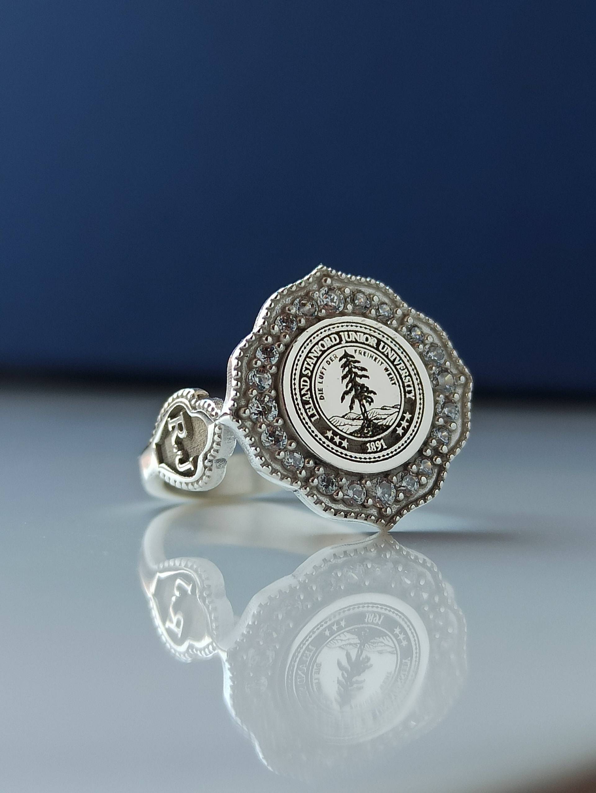 Abitur Geschenk, Frauen Ring , Schulring College Uni Silber von nidajewelers