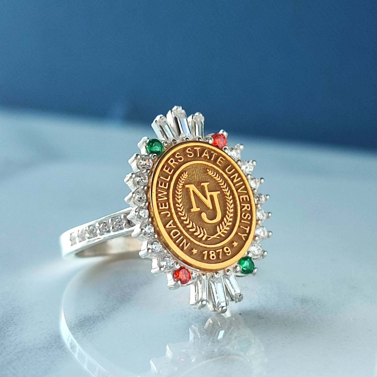 Baguette Stein Ring, Personalisierter Schmuck, Uni Abschluss Geschenk, Personalisierter Frauen Ring von nidajewelers