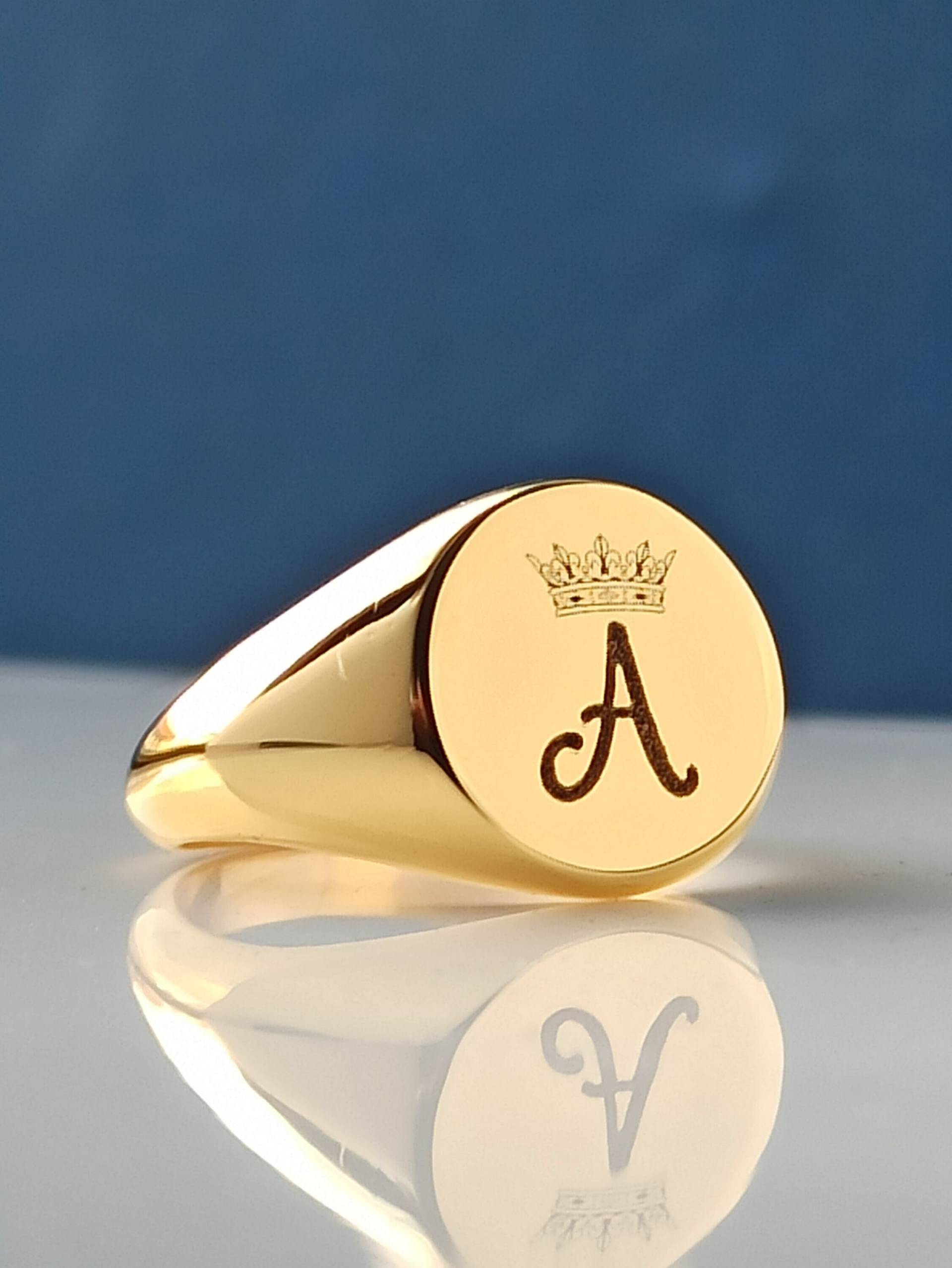 Initialen Ring, Weihnachtsgeschenk, Weihnachtsgeschenk Familie Wappen Signet Ring Herren, Frauen, Gold von nidajewelers