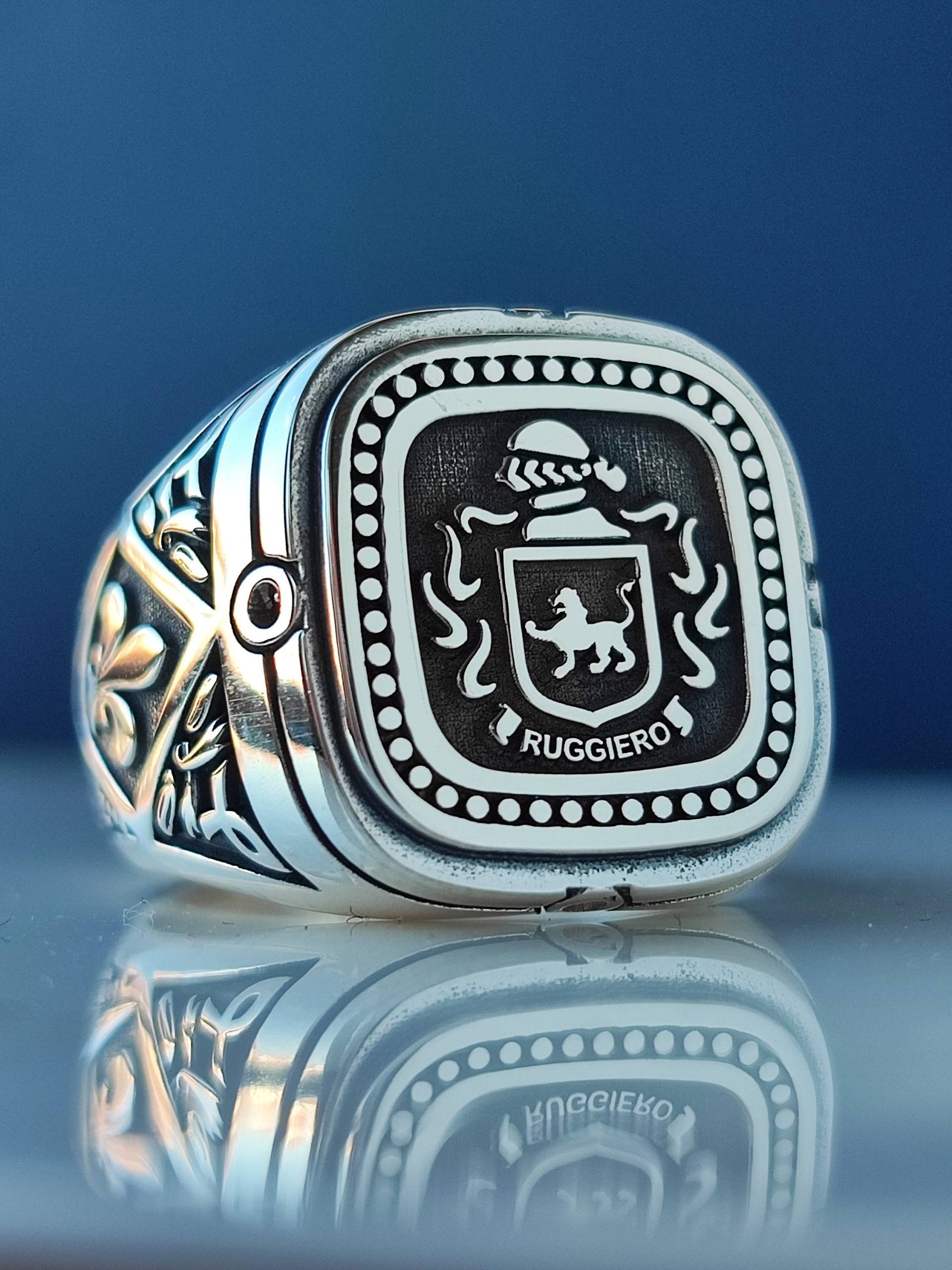 Wappen Ring, Wappen Ring, Familien Ring, Personalisierte Ring, Personalisierter Schmuck, Herren Geschenk, Graviert Ring von nidajewelers