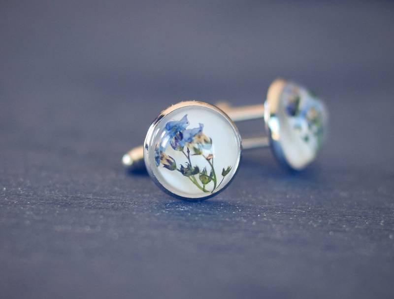 Vergissmeinnicht-Manschettenknöpfe/Manschettenknöpfe Für Herren Herrenaccessoire Aus Harz Und Vergissmeinnicht Geschenk Den Bräutigam von nididees