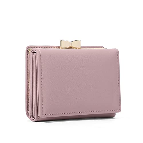 niei Geldbörsen für Damen Kleine Clips Kupplung Kurze Brieftasche for Frauen Pu. Leder Münze Geldbörse Mini Kartenhalter Damen Brieftasche Weibliche Haspe Clutch (Color : Dark pink) von niei