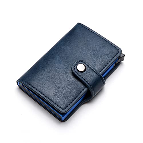 niei Geldbörsen für Damen Men Leather Wallet Cards Holder Protector Smart Wallet Aluminum Case Box Card Holder Wallet (Color : Blue) von niei