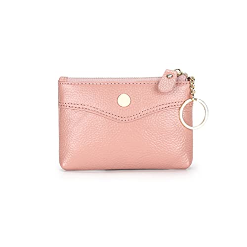 niei Geldbörsen für Damen Rindsleder-Münzbörse für weibliche Multifunktions-Damen-Reißverschlusstaschen mit Schlüsselring-Münzsäcke (Color : Pink) von niei